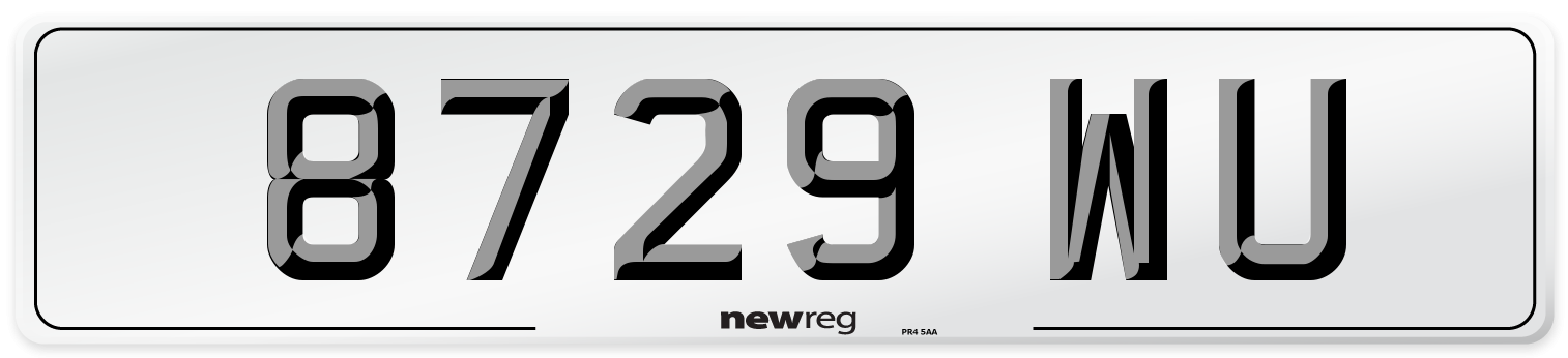 8729 WU Front Number Plate