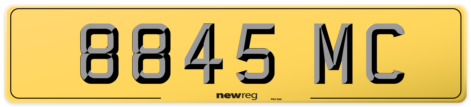 8845 MC Rear Number Plate