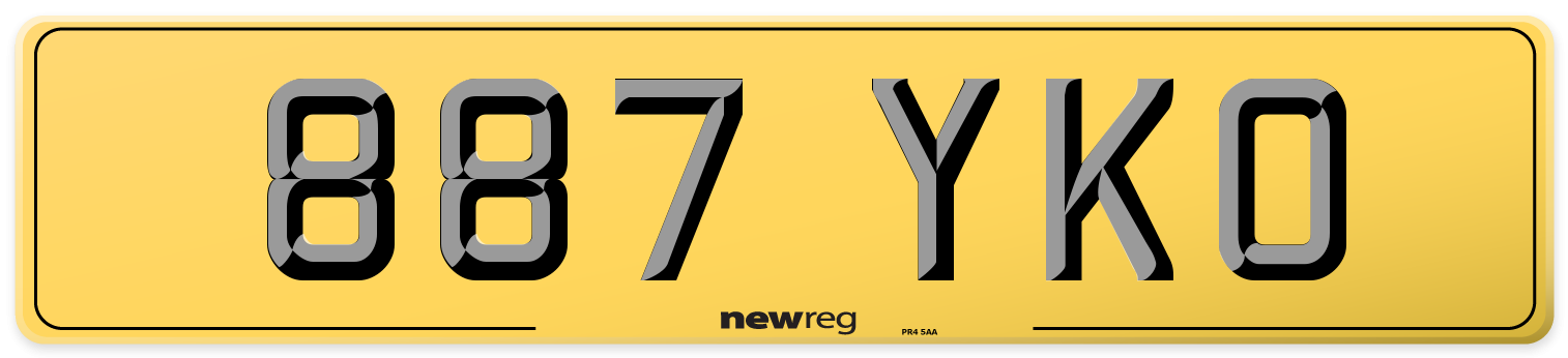 887 YKO Rear Number Plate