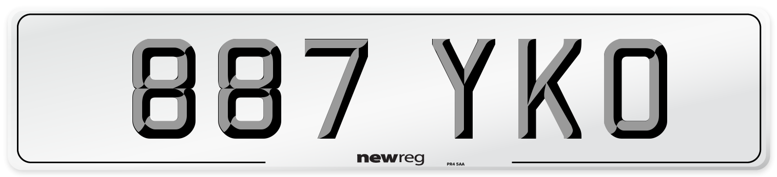 887 YKO Front Number Plate