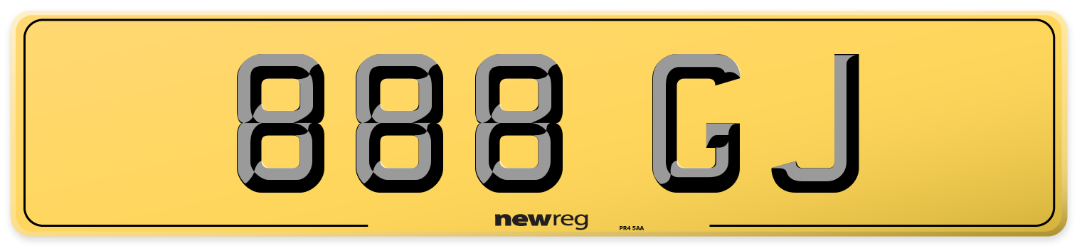 888 GJ Rear Number Plate