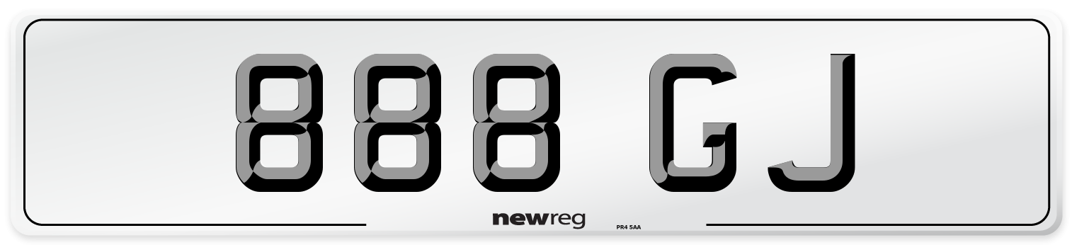 888 GJ Front Number Plate