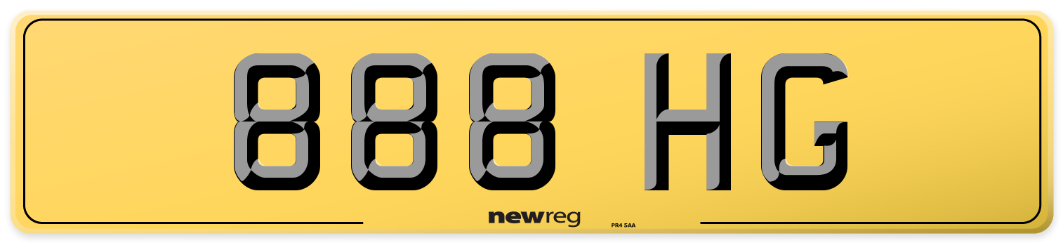 888 HG Rear Number Plate