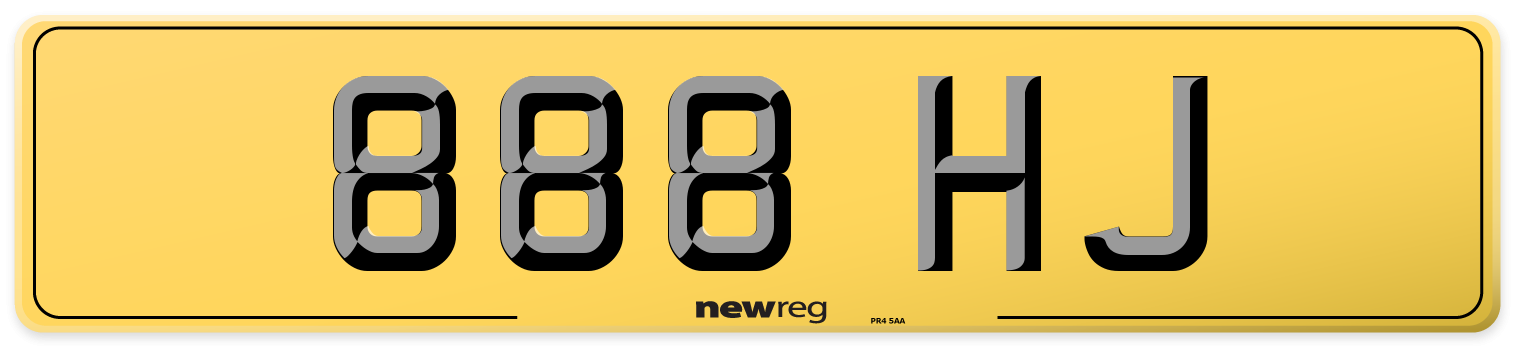 888 HJ Rear Number Plate