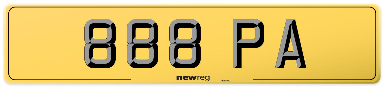 888 PA Rear Number Plate