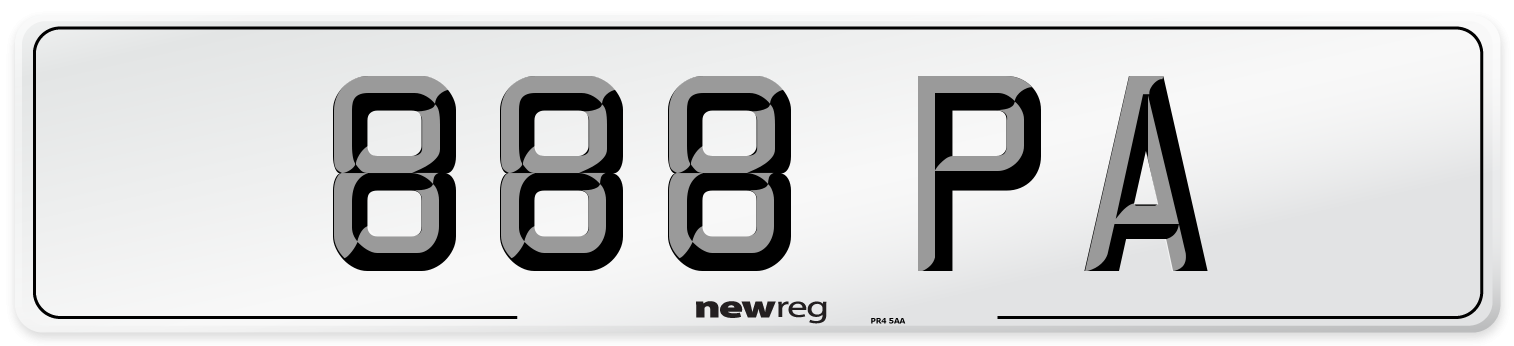 888 PA Front Number Plate
