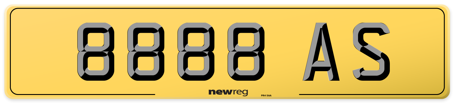8888 AS Rear Number Plate