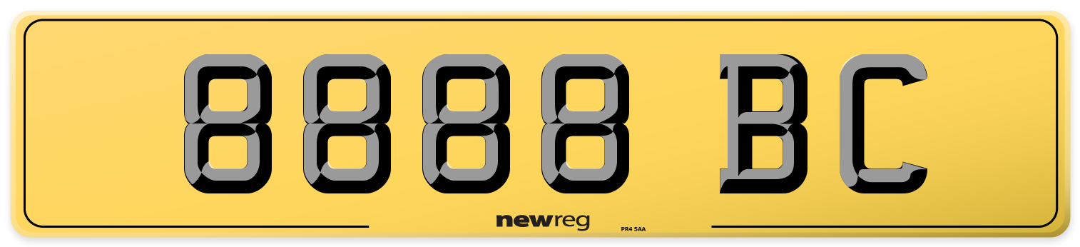 8888 BC Rear Number Plate