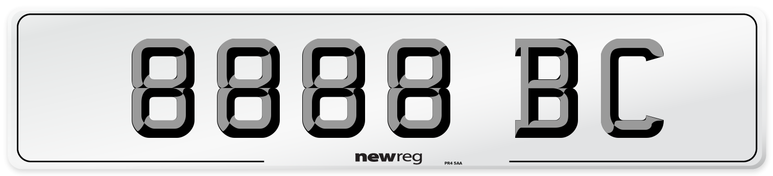 8888 BC Front Number Plate