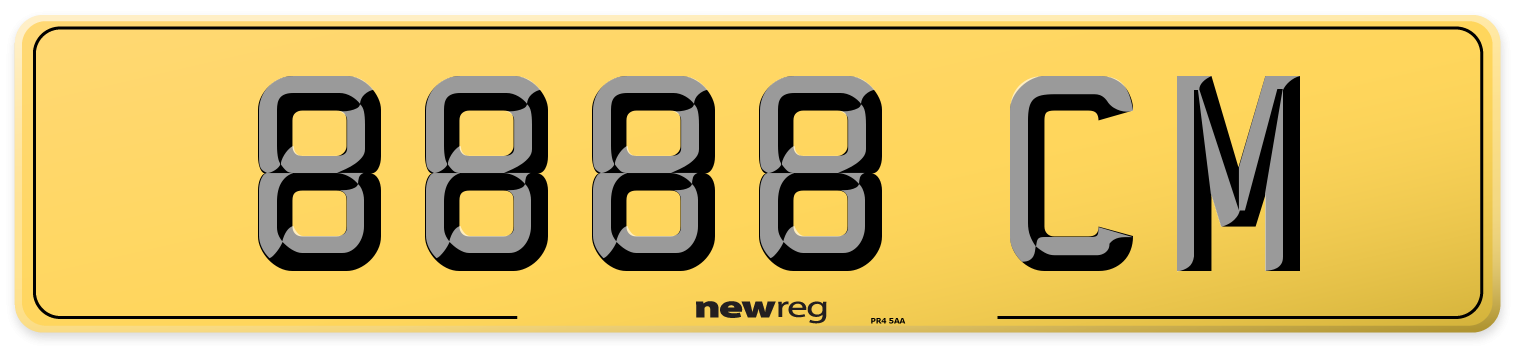 8888 CM Rear Number Plate