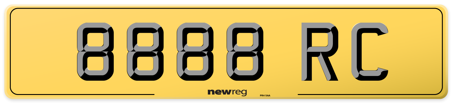 8888 RC Rear Number Plate