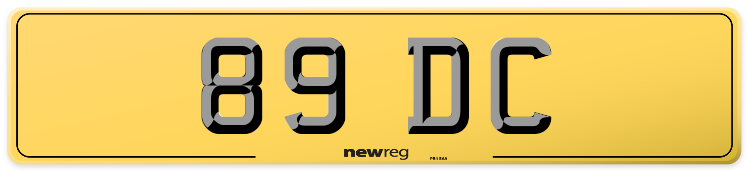 89 DC Rear Number Plate