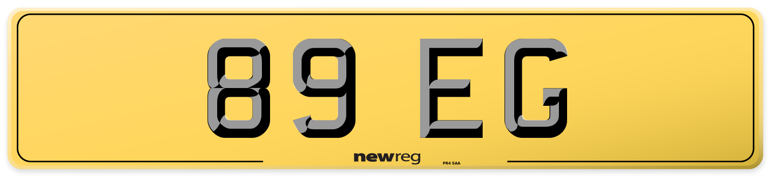 89 EG Rear Number Plate