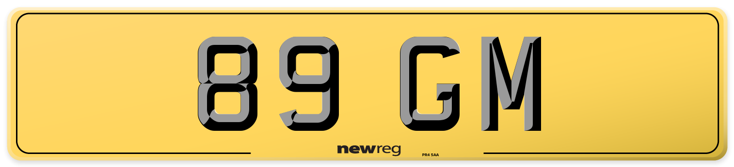 89 GM Rear Number Plate