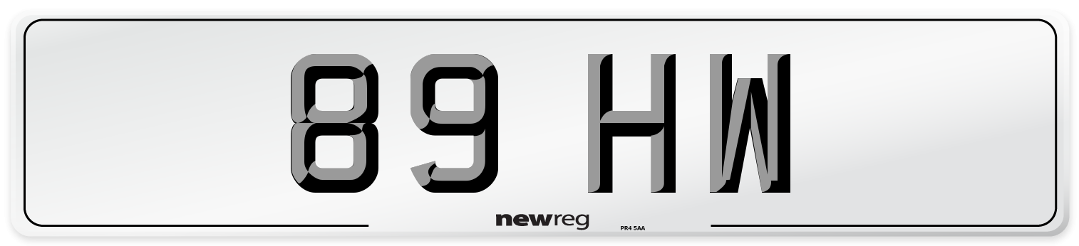 89 HW Front Number Plate