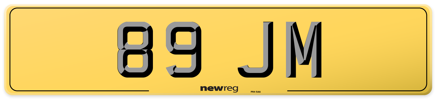 89 JM Rear Number Plate
