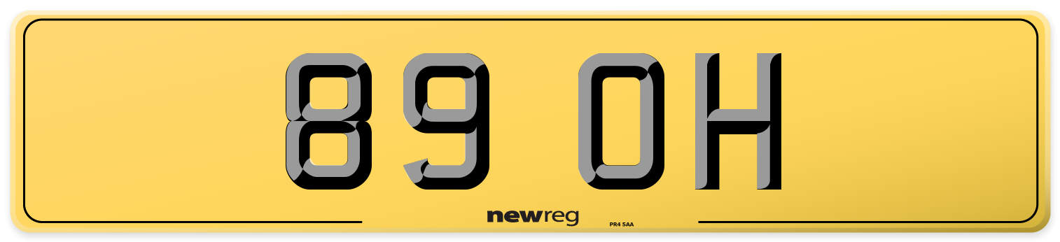 89 OH Rear Number Plate