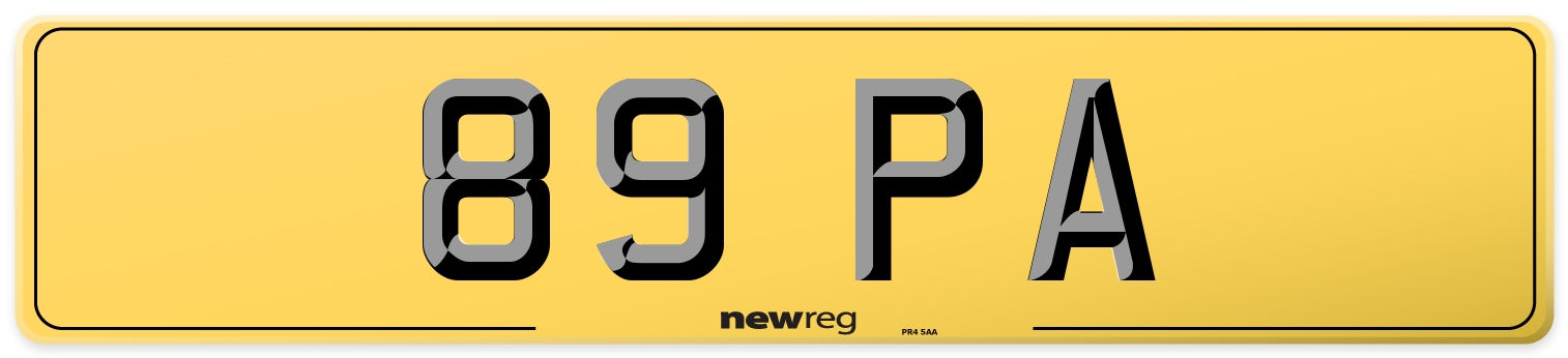 89 PA Rear Number Plate