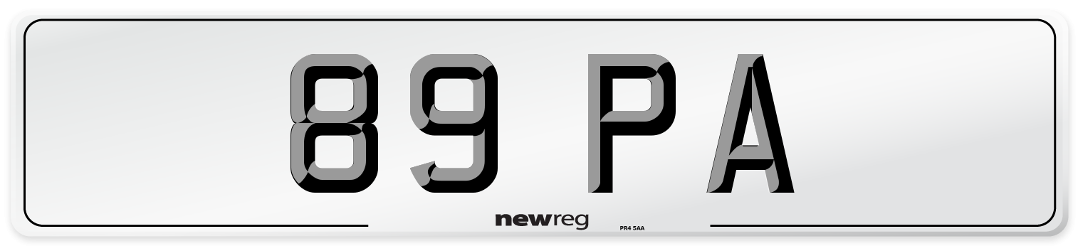 89 PA Front Number Plate