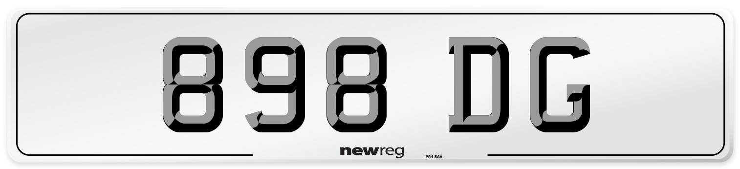 898 DG Front Number Plate