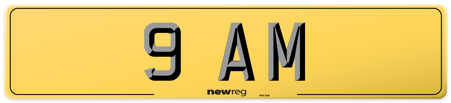 9 AM Rear Number Plate