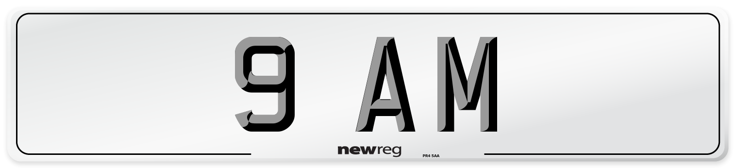 9 AM Front Number Plate