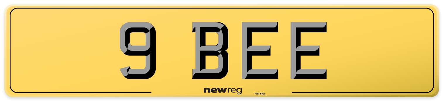 9 BEE Rear Number Plate