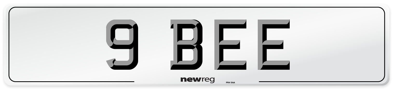 9 BEE Front Number Plate