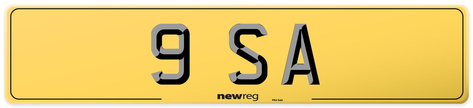 9 SA Rear Number Plate