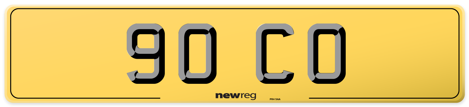 90 CO Rear Number Plate