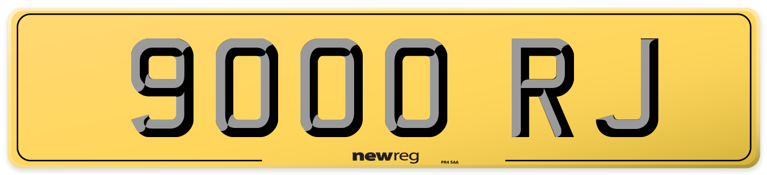 9000 RJ Rear Number Plate