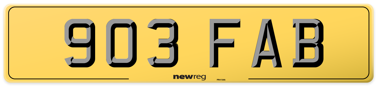 903 FAB Rear Number Plate