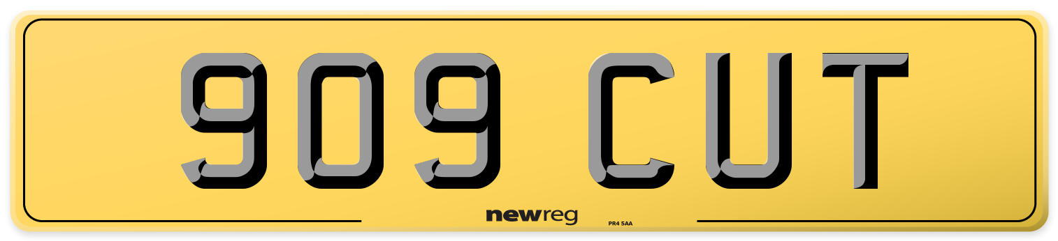 909 CUT Rear Number Plate