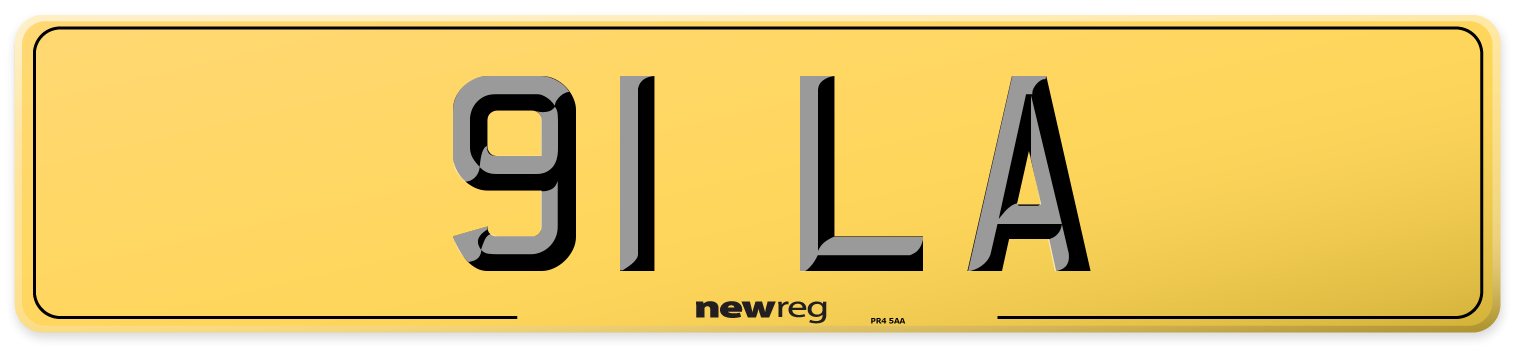 91 LA Rear Number Plate