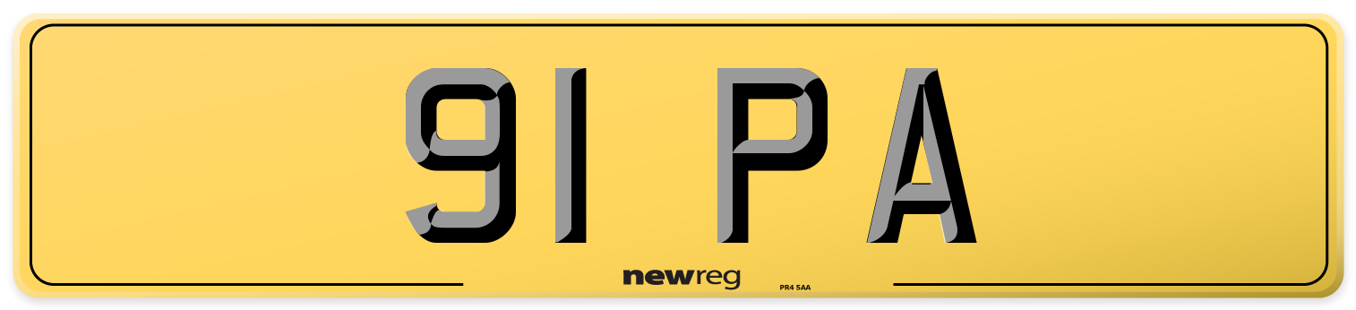 91 PA Rear Number Plate