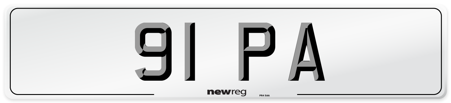 91 PA Front Number Plate