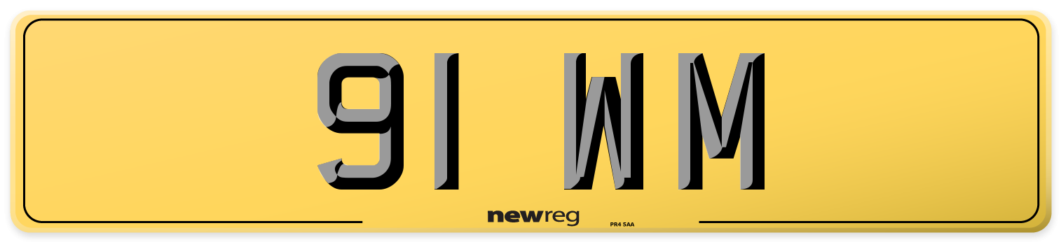 91 WM Rear Number Plate