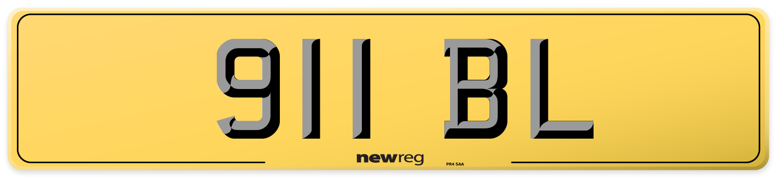 911 BL Rear Number Plate