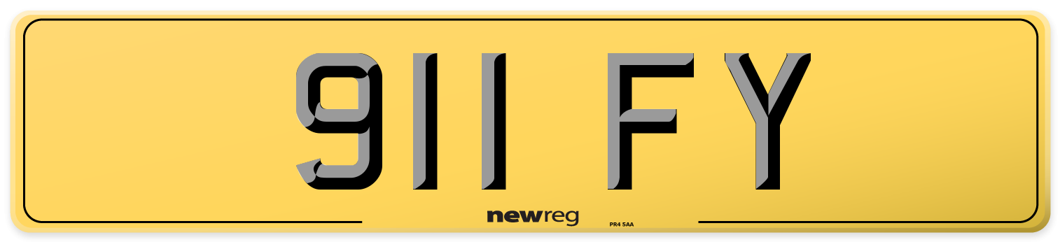 911 FY Rear Number Plate