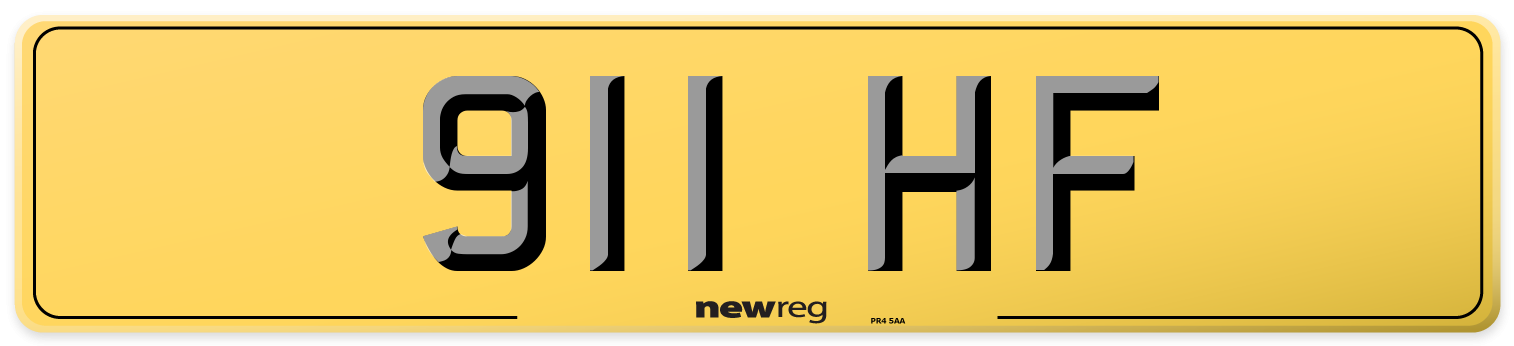 911 HF Rear Number Plate
