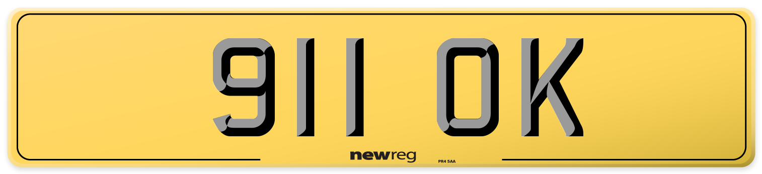911 OK Rear Number Plate