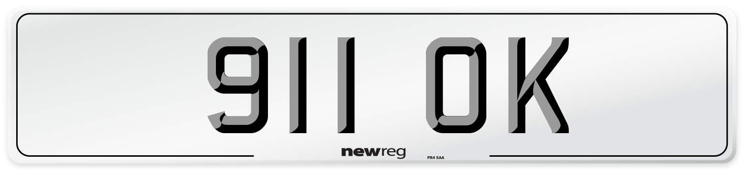 911 OK Front Number Plate