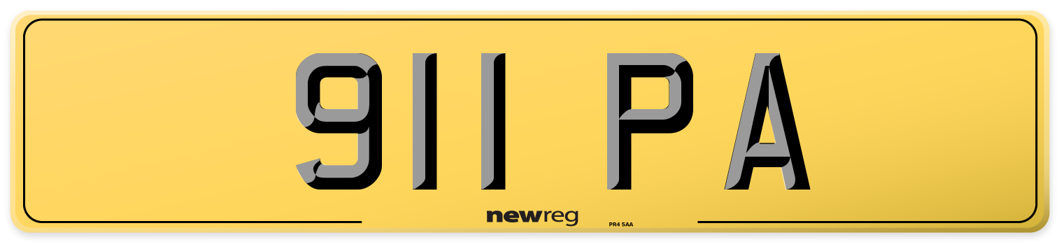 911 PA Rear Number Plate