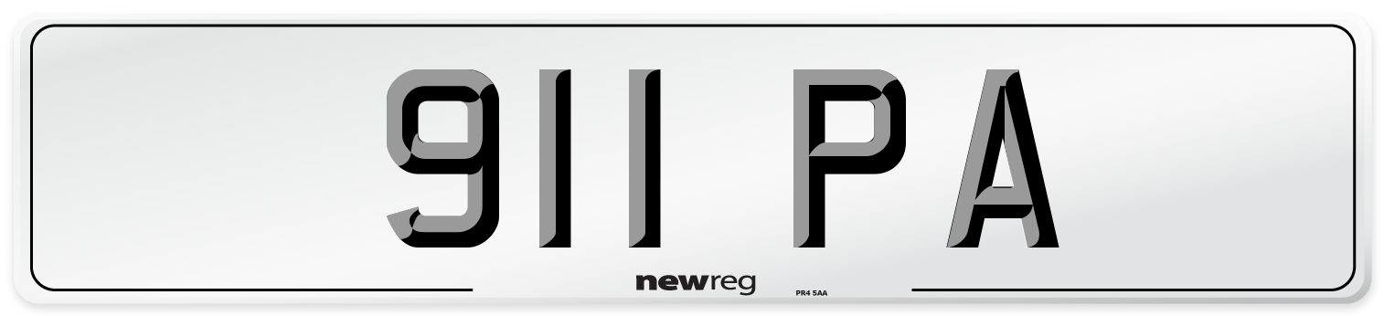 911 PA Front Number Plate