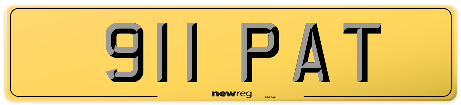 911 PAT Rear Number Plate
