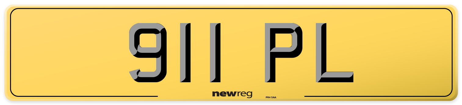 911 PL Rear Number Plate