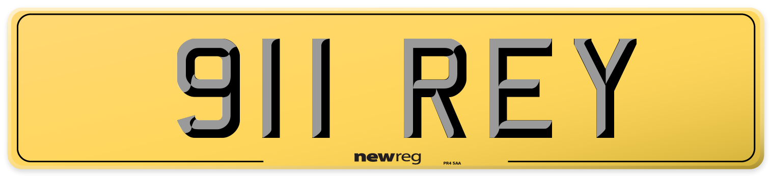 911 REY Rear Number Plate