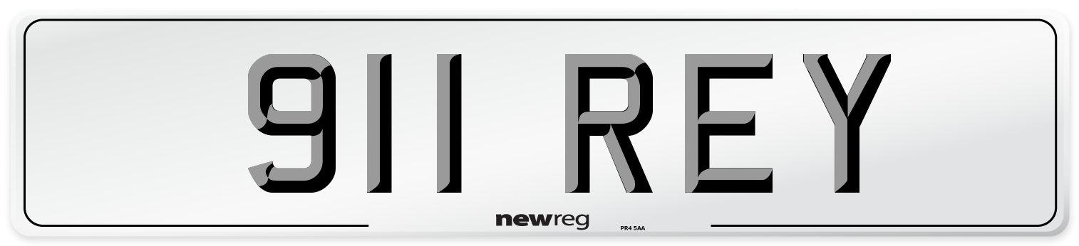 911 REY Front Number Plate