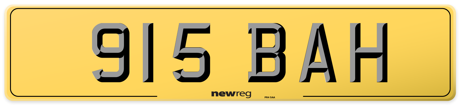 915 BAH Rear Number Plate