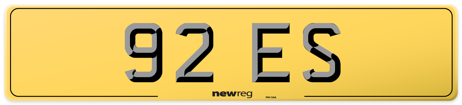 92 ES Rear Number Plate
